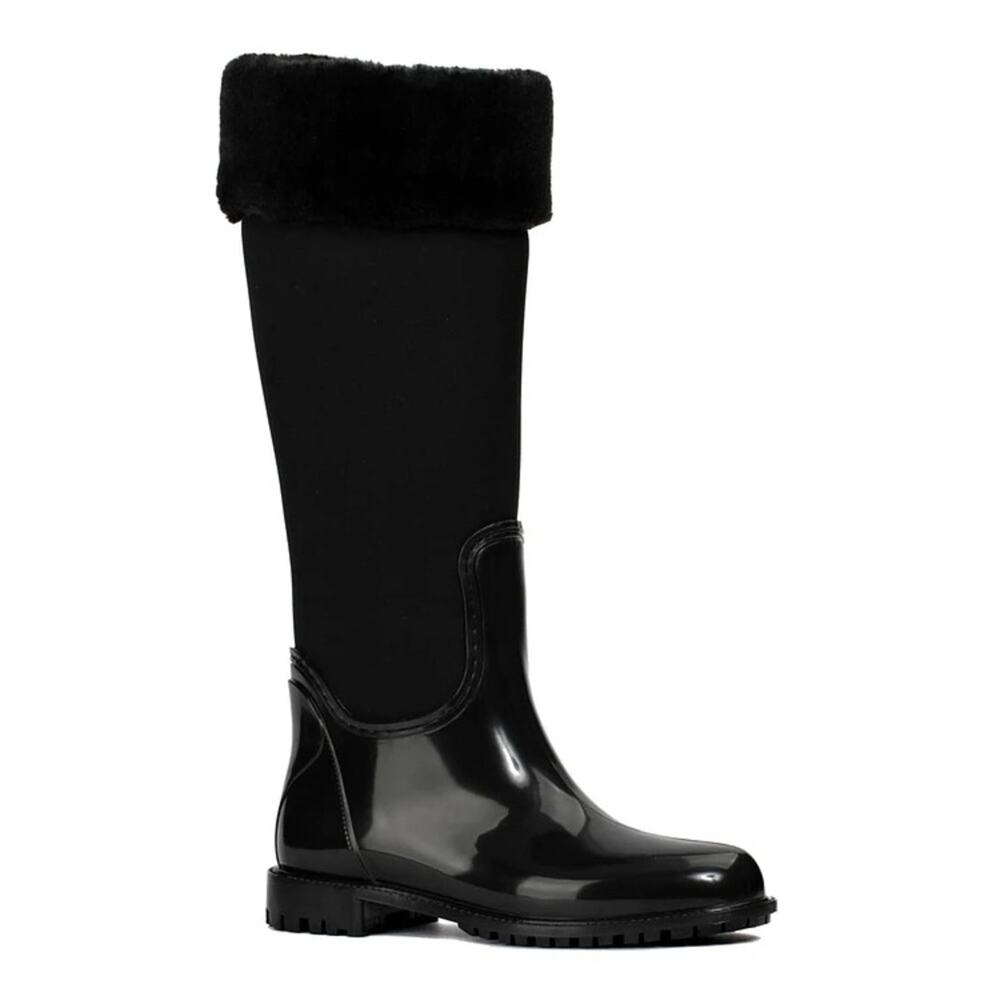 NWT -WET KNOT - Waterproof Tatum Faux Fur Cuff High Shaft Boots Black